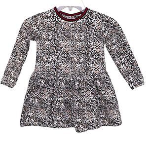 Epeka European Design Animal Print Mini Dress Girl Size 5 Long Sleeve Crew Neck